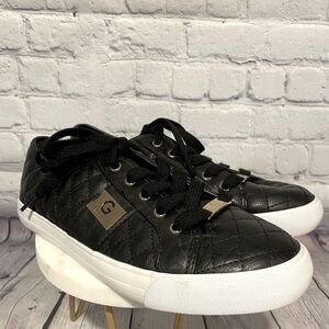 Guess | Women’s black and gold quilted leather lace up sneakers | Sz 8 1/2